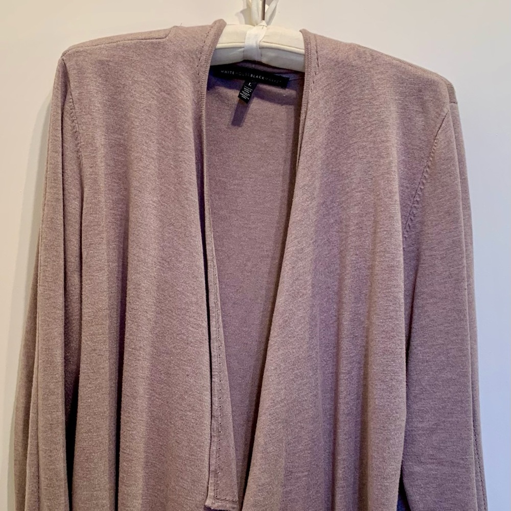 White House Black Market, cardigan, taupe.